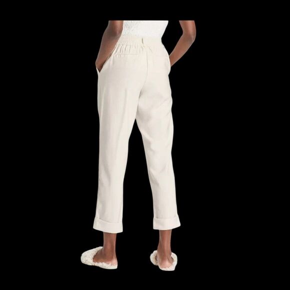 NWT Women’s High Rise Slim Straight Leg Pintuck Ankle Pants, Ivory Trousers SZ 8 - Picture 5 of 12
